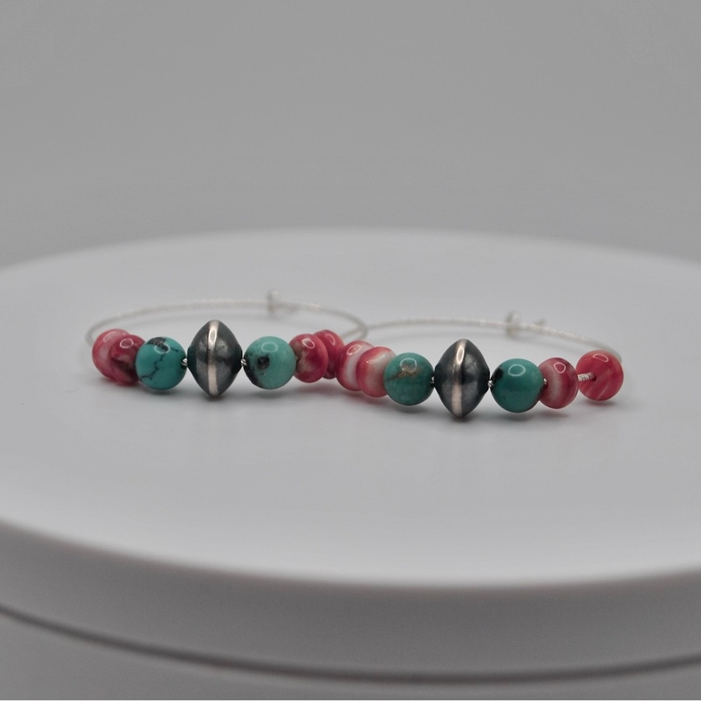 Sterling Silver Hoops with Navajo Pearl Saucer Beads
